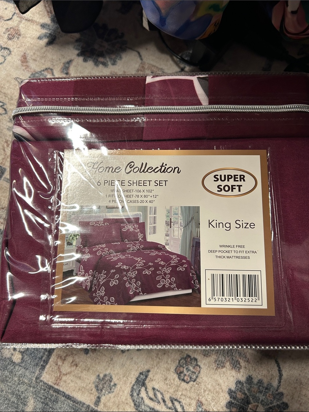 Home Collection King Size Sheet Set - Deep Wine